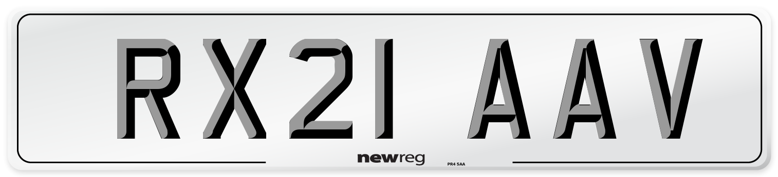 RX21 AAV Number Plate from New Reg
